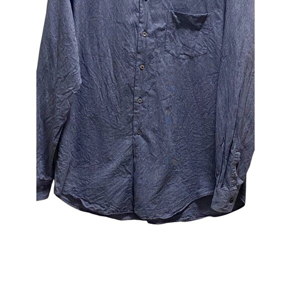 Giorgio Armani Collezioni Mens Dress Shirt Navy Blue Size L - Picture 6 of 12